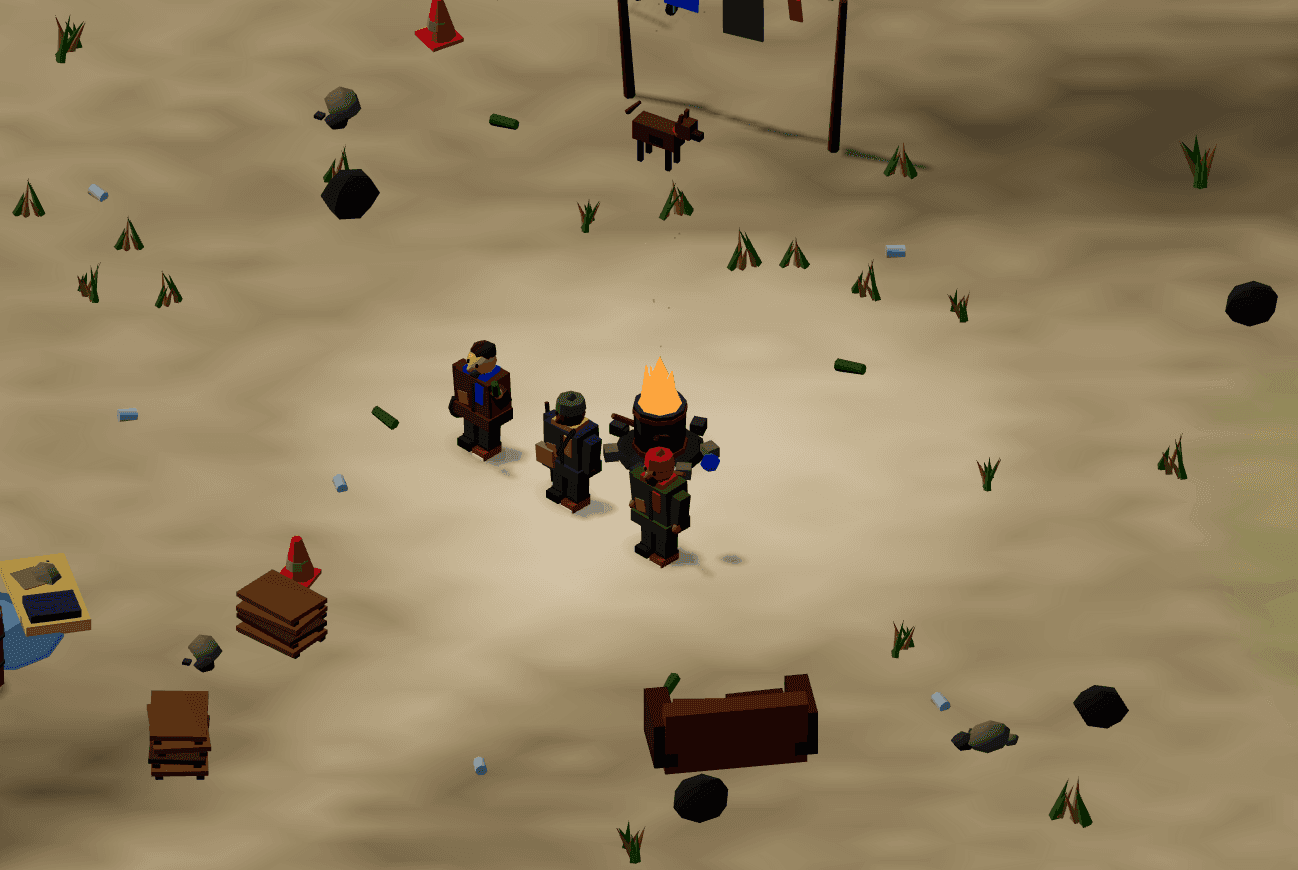 Momo, Kiki and Dédé standing around the barrel fire — the founders’ meeting